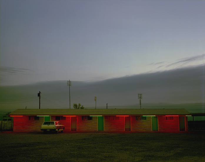 January 8, 1981. This lonesome, now-abandoned motel in the panhandle of Texas is about forty miles west of the Oklahoma border in Hedley, Texas, along U.S. 287. When I first passed by in 1980,it had no name or, at least, no sign to identify it. When I saw it again in September 2015, it appeared to have been closed for many years, still standing with the fragile neon tubes under the eaves intact but probably unlit for decades. I often revisit and sometimes photograph places that I have seen before, as a way of connecting two different times through one place.