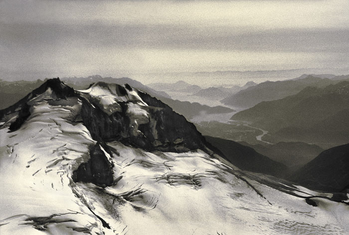 Mount Garibaldi (elevation 8,786 feet) over Howe Sound, British Columbia.