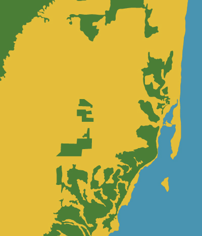 Miami, FL map of a two-meter (6.7-feet) rise in sea level by Morgan Pfaelzer. Copyright © 2016 Center for the Study of Place. Source: Climate Central.