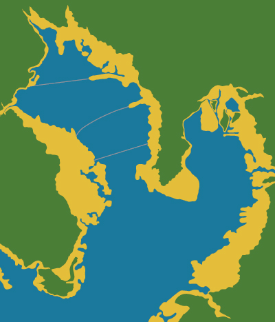 Tampa, FL map of a two-meter (6.7-feet) rise in sea level by Morgan Pfaelzer. Copyright © 2016 Center for the Study of Place. Source: Climate Central.