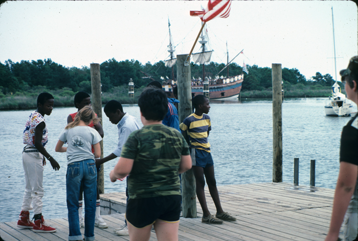 The design for the new boardwalk in Manteo, North Carolina, accommodated each traditional activity pattern. Even amidst thousands of visitors, places were created for teenagers to hang out at the docks.