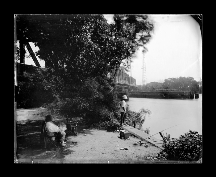 Fishing at B&O Railroad Bridge above Bartram’s Gardens, Philadelphia, Pennsylvania, Schuylkill River, 2013