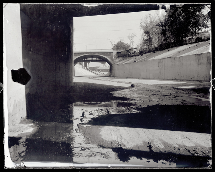 View up Arroyo Seco from its confluence with the L.A. River, Lincoln Heights.