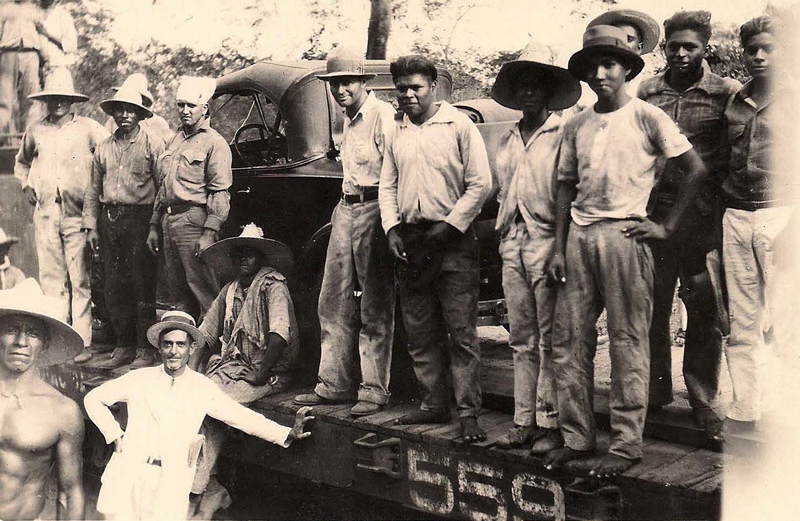 It took a village to get the Roadster on the flat car in Nicaragua.
