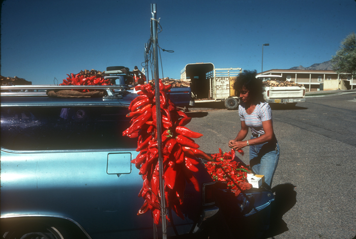 [New Mexico]. Photograph by Miguel Gandert, October 1985. 4-R2-12. From the J. B. Jackson Pictorial Materials Collection (Groth Collection), Center for Southwest Research and the School of Architecture and Planning, University of New Mexico, Albuquerque, and used by permission.