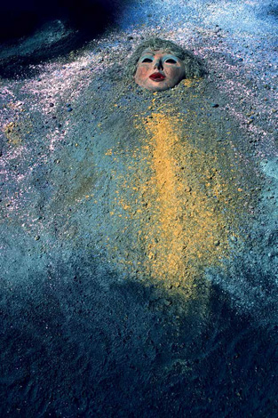 Doll covered with colored sand, Day of the Dead, Oaxaca, Mexico 1988.