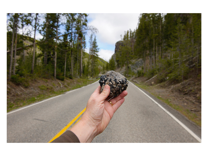 Obsidian from Obsidian Cliff, Grand Loop Road near Mammoth Hot Springs (2010).