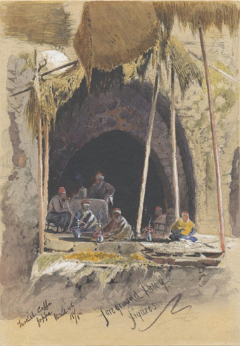 &lt;i&gt;Turkish Caffe, Joppa, March 4, 1878&lt;/i&gt;. Pencil, watercolor, and gouache on cream paper, 9⅞ x 6⅞ in.
