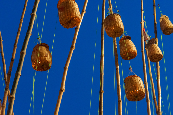 The lamps are lit at night during the two-week period of PitraPaksha (the fortnight of the ancestors), when the spirits of the deceased occasionally wander about.