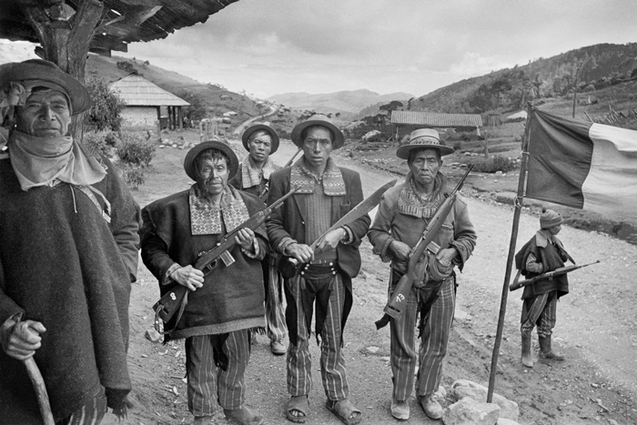 Indigenous Mayan members of a government civil defense patrol, Todos Santos Cuchumatán, Guatemala, August 1983.