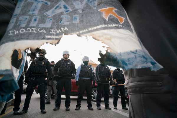 Standoff outside the U.S. Courthouse in Bismarck.